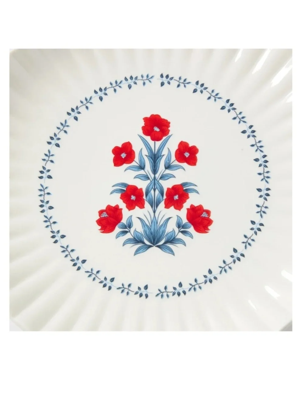 4pc 8” Floral Ceramic Plate Red, White & Blue - My Texas House